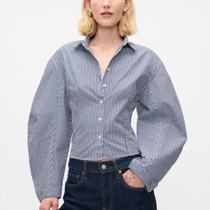 GAP Striped Balloon Sleeved Button Up (XS, 100% Cotton)